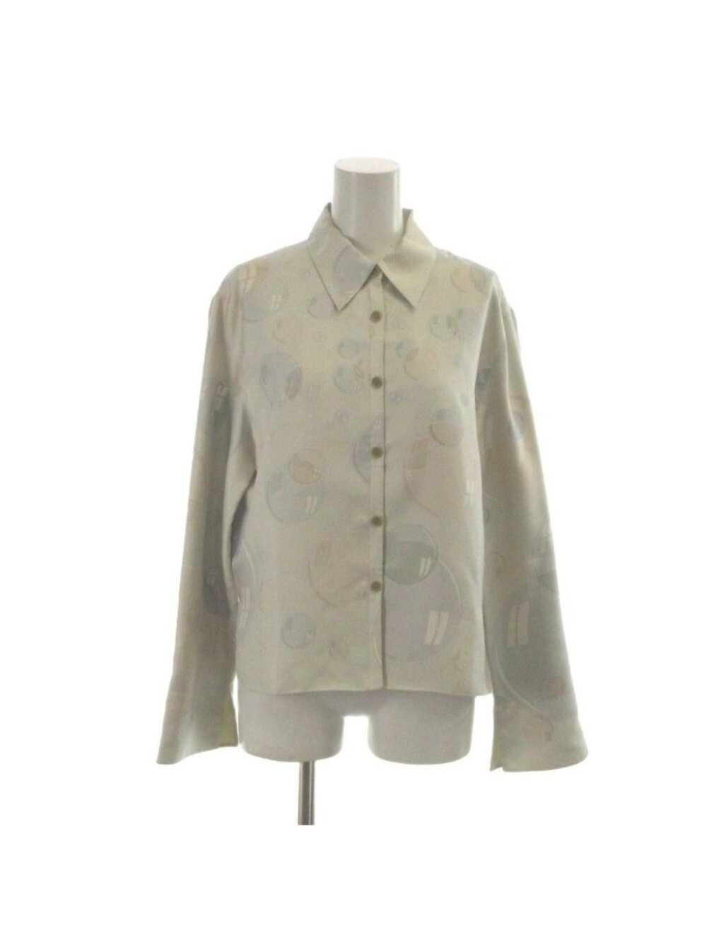 Hermes Margella Era Bal de Bulles Shirt Blouse Long Sleeve Short Length Silk 36